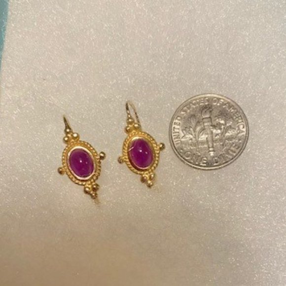 Pierced Red Coral 14K Gold Earnings - Picture 7 of 7